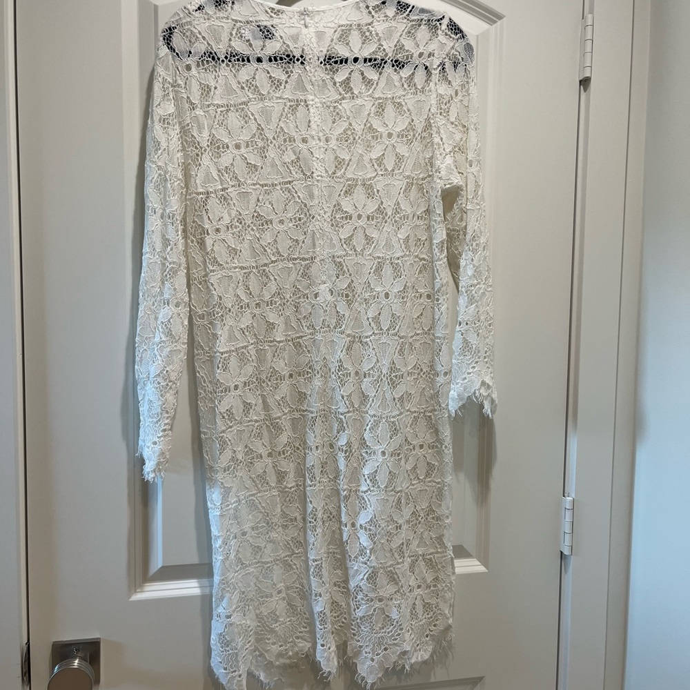 Frame White Long Sleeve Lace Cover Up Dress - Picture 6 of 7